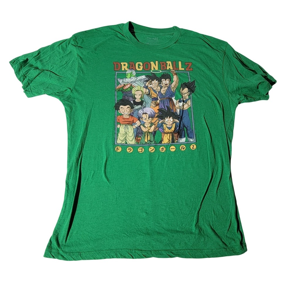 Dragon Ball Z Mens Green Graphic T-Shirt Anime Characters Goku Vegeta 4X